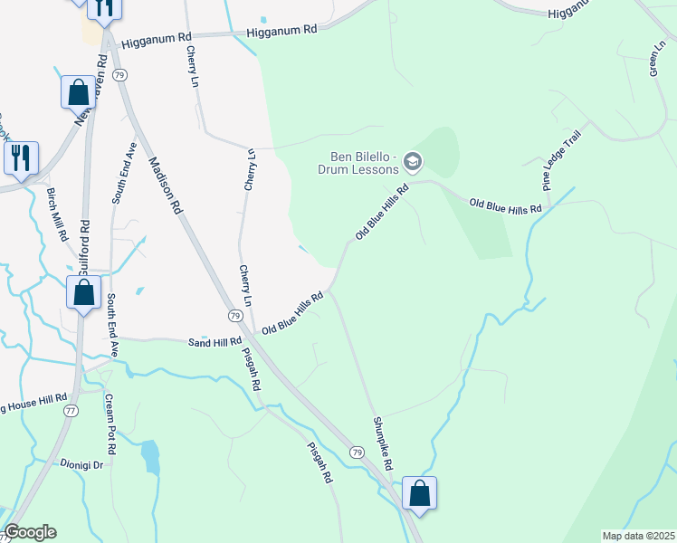 map of restaurants, bars, coffee shops, grocery stores, and more near 88 Old Blue Hills Rd in Durham