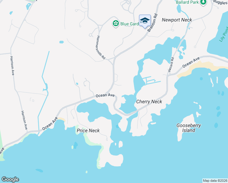 map of restaurants, bars, coffee shops, grocery stores, and more near 283 Ocean Avenue in Newport
