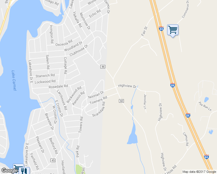 map of restaurants, bars, coffee shops, grocery stores, and more near 58 Noonan Drive in Carmel Hamlet