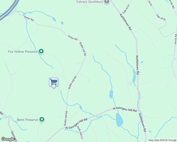 map of restaurants, bars, coffee shops, grocery stores, and more near 889 Bullet Hill Road in Southbury