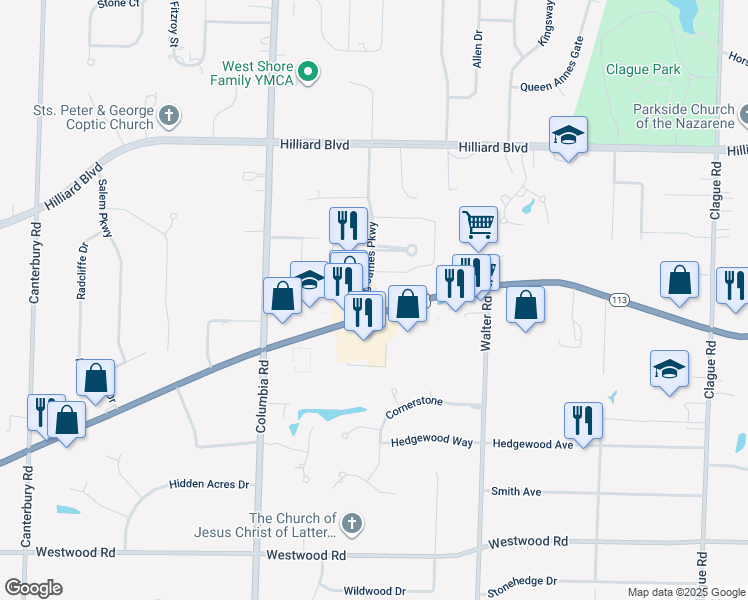 map of restaurants, bars, coffee shops, grocery stores, and more near 24939 Center Ridge Road in Westlake