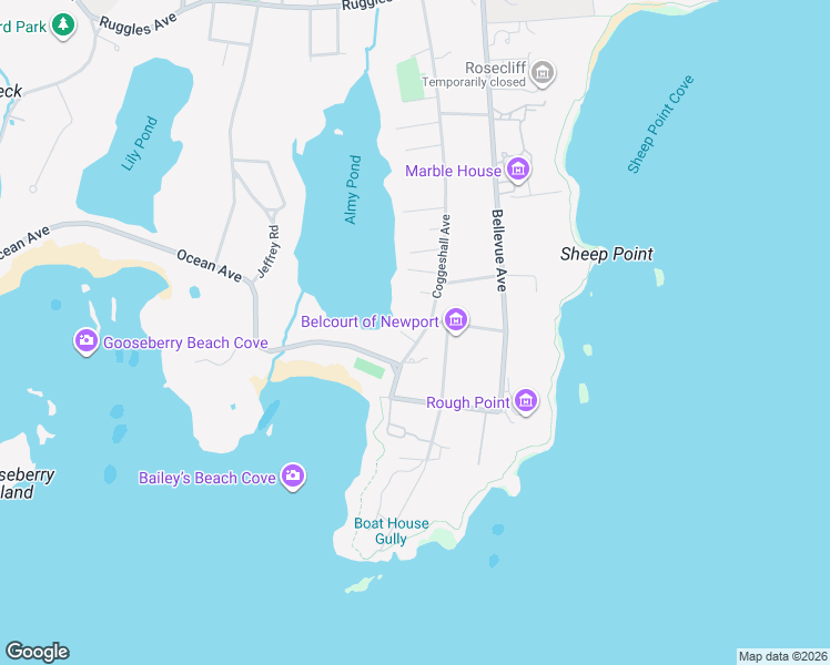 map of restaurants, bars, coffee shops, grocery stores, and more near 4 Wheatland Court in Newport