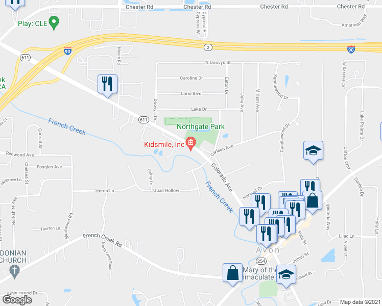 map of restaurants, bars, coffee shops, grocery stores, and more near 37701 Colorado Avenue in Avon