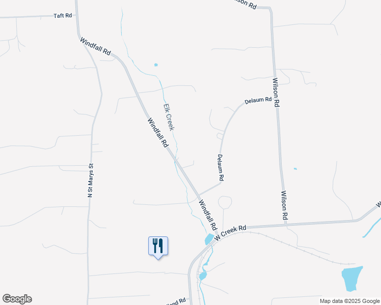 map of restaurants, bars, coffee shops, grocery stores, and more near 960 Windfall Road in Saint Marys