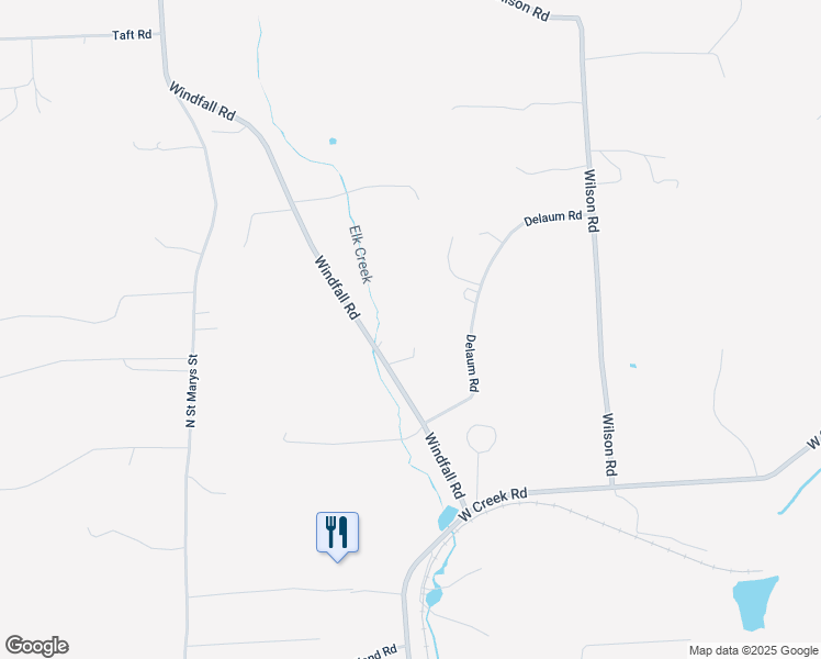map of restaurants, bars, coffee shops, grocery stores, and more near 960 Windfall Road in Saint Marys