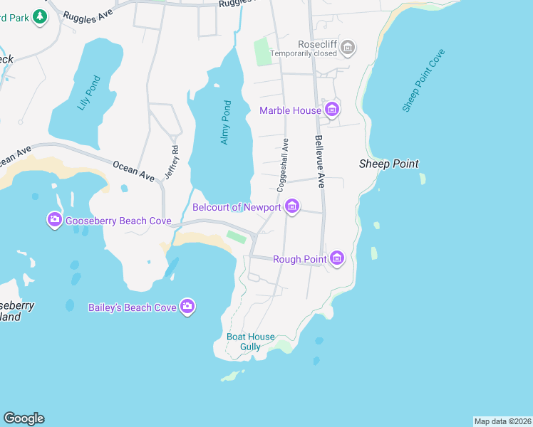 map of restaurants, bars, coffee shops, grocery stores, and more near 4 Wheatland Court in Newport