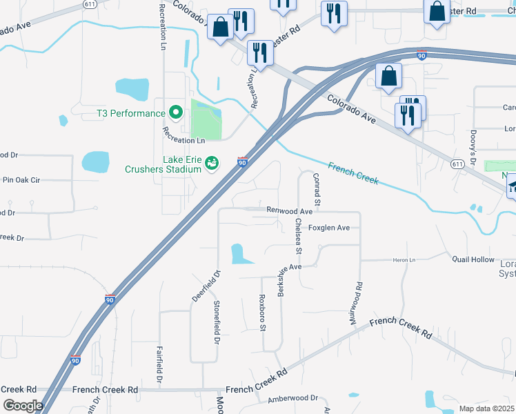 map of restaurants, bars, coffee shops, grocery stores, and more near 38759 Carmel Drive in Avon