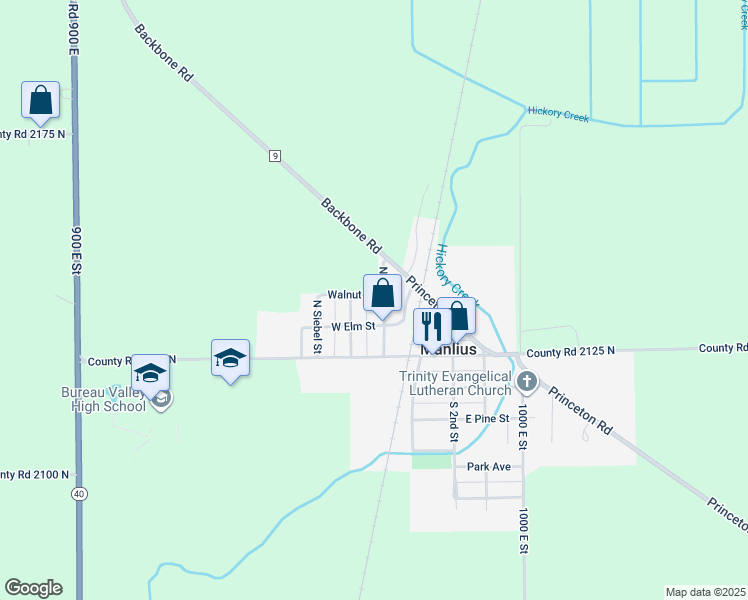map of restaurants, bars, coffee shops, grocery stores, and more near 210 North Main Street in Manlius