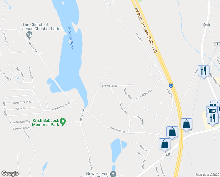map of restaurants, bars, coffee shops, grocery stores, and more near 1027 Rolling Ridge in New Windsor