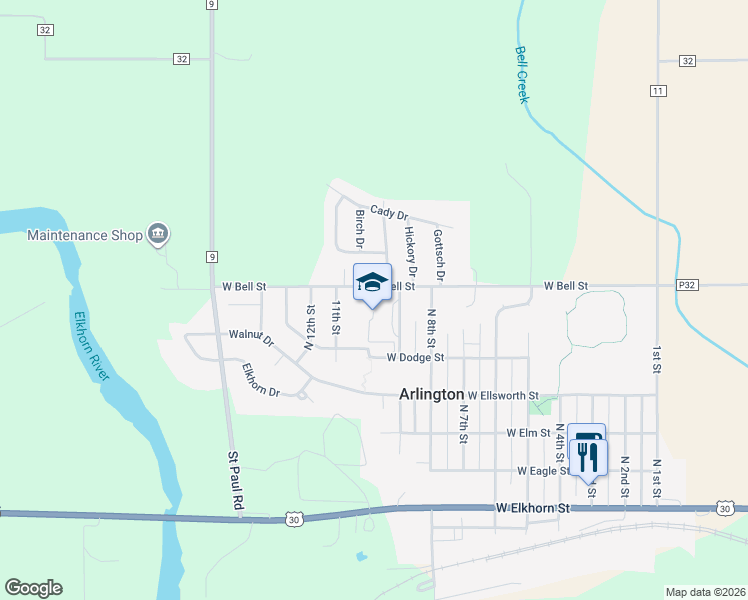 map of restaurants, bars, coffee shops, grocery stores, and more near 705 North 9th Street in Arlington