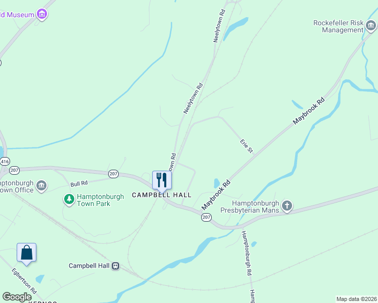 map of restaurants, bars, coffee shops, grocery stores, and more near 40 Erie Street in Campbell Hall