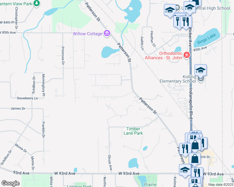 map of restaurants, bars, coffee shops, grocery stores, and more near 12014 Forrest Drive in St. John