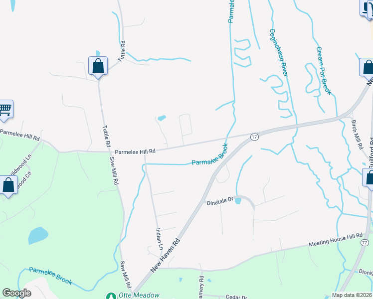 map of restaurants, bars, coffee shops, grocery stores, and more near 118 Parmelee Hill Road in Durham