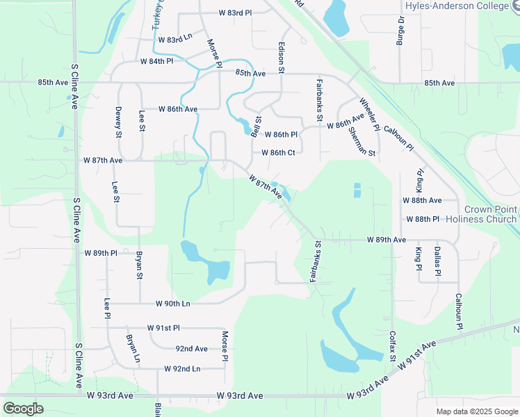 map of restaurants, bars, coffee shops, grocery stores, and more near 6925 West 87th Avenue in Crown Point