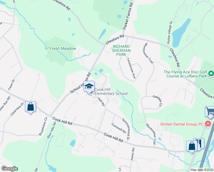 map of restaurants, bars, coffee shops, grocery stores, and more near 20 Summer Hill Road in Wallingford