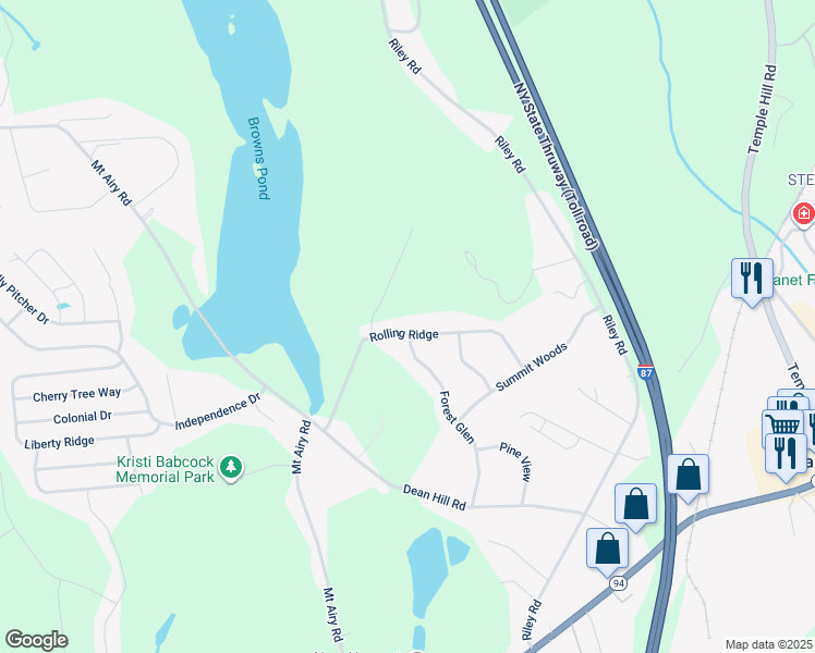 map of restaurants, bars, coffee shops, grocery stores, and more near 1027 Rolling Ridge in New Windsor