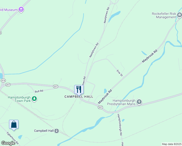 map of restaurants, bars, coffee shops, grocery stores, and more near 40 Erie Street in Campbell Hall