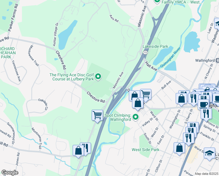 map of restaurants, bars, coffee shops, grocery stores, and more near 5 Masonic Avenue in Wallingford
