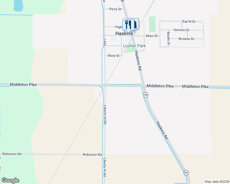 map of restaurants, bars, coffee shops, grocery stores, and more near 15915 Middleton Pike in Bowling Green