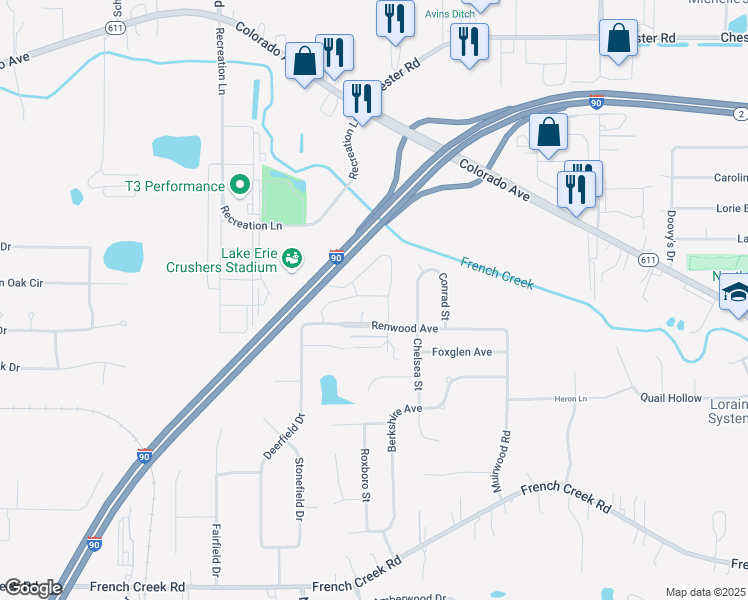 map of restaurants, bars, coffee shops, grocery stores, and more near 38759 Carmel Drive in Avon