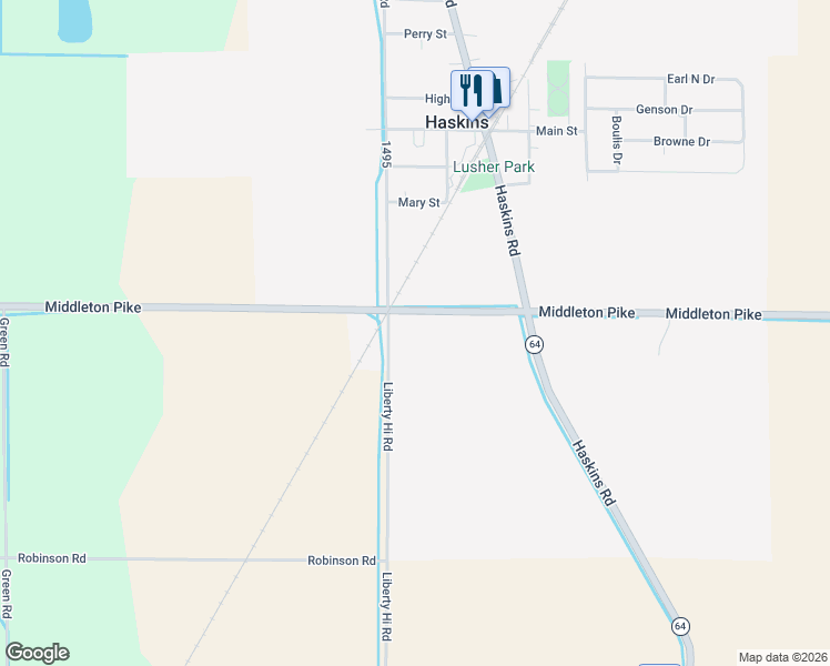 map of restaurants, bars, coffee shops, grocery stores, and more near 15915 Middleton Pike in Bowling Green