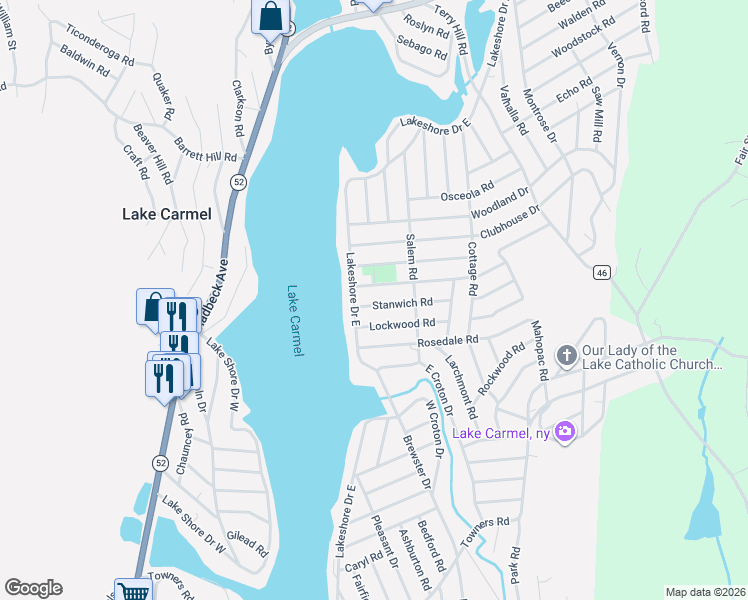 map of restaurants, bars, coffee shops, grocery stores, and more near 10 Stanwich Road in Carmel Hamlet