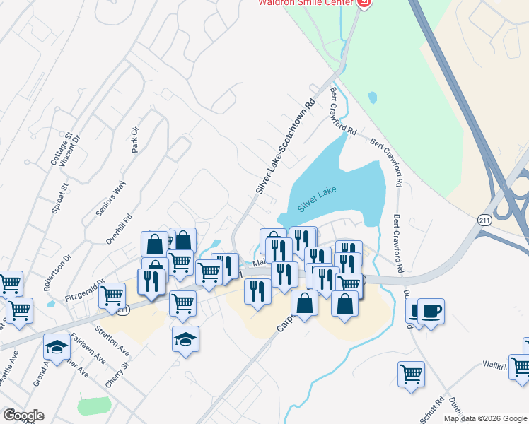 map of restaurants, bars, coffee shops, grocery stores, and more near 9 Red Maple Road in Middletown