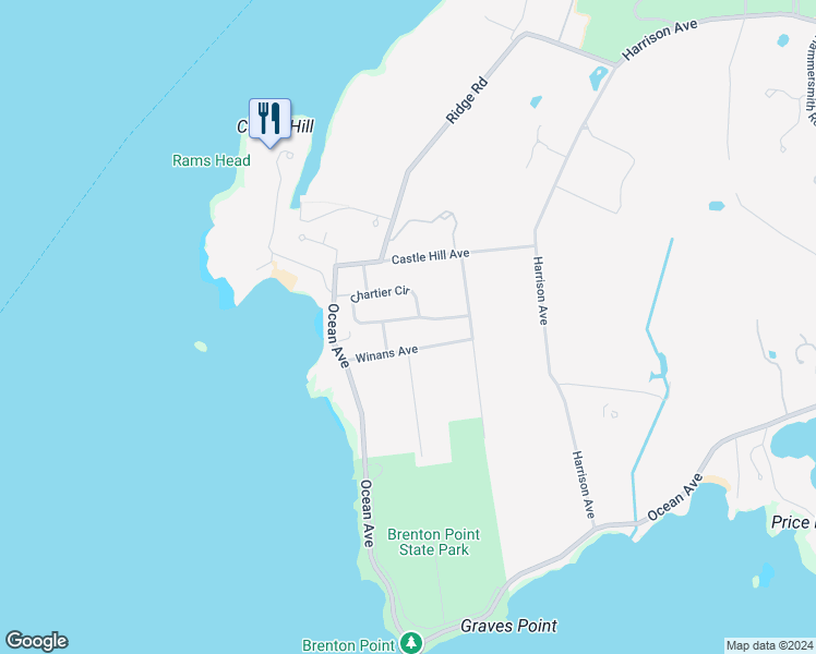 map of restaurants, bars, coffee shops, grocery stores, and more near 4 Chartier Circle in Newport