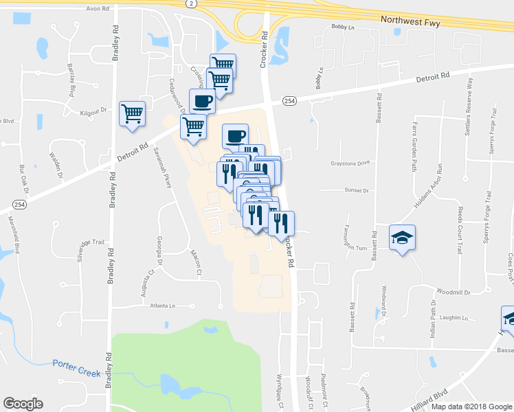 map of restaurants, bars, coffee shops, grocery stores, and more near 99 Main Street in Westlake