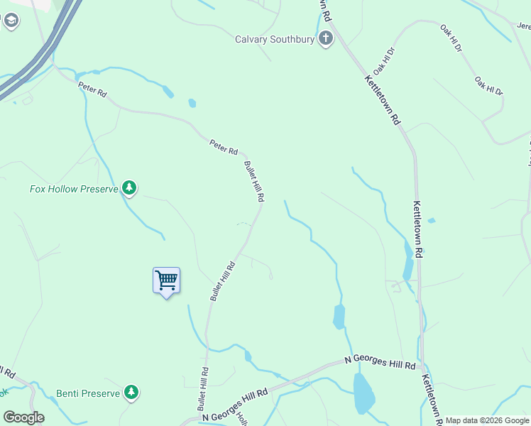 map of restaurants, bars, coffee shops, grocery stores, and more near 883 Bullet Hill Road in Southbury