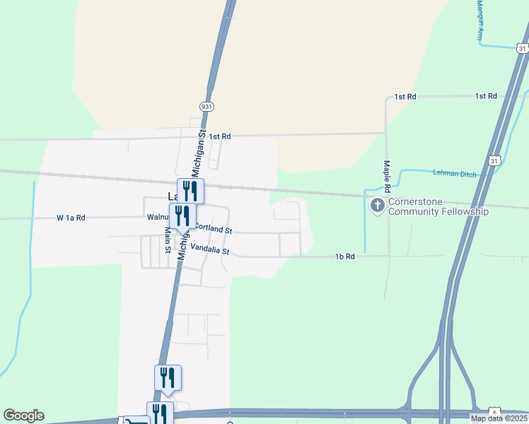 map of restaurants, bars, coffee shops, grocery stores, and more near 323-327 Cortland Street in Plymouth
