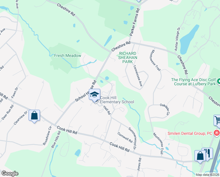 map of restaurants, bars, coffee shops, grocery stores, and more near 20 Summer Hill Road in Wallingford