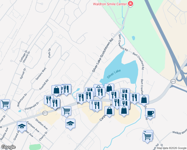 map of restaurants, bars, coffee shops, grocery stores, and more near 9 Red Maple Road in Middletown