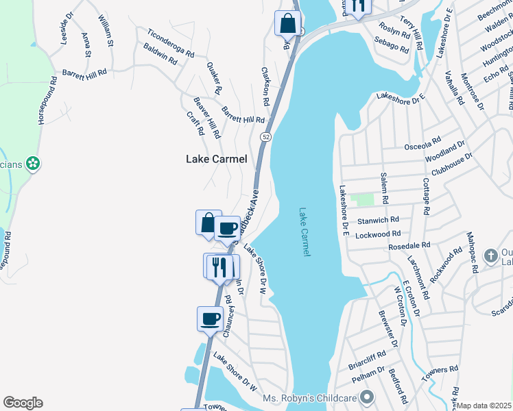 map of restaurants, bars, coffee shops, grocery stores, and more near 41 Grey Oaks Court in Carmel Hamlet