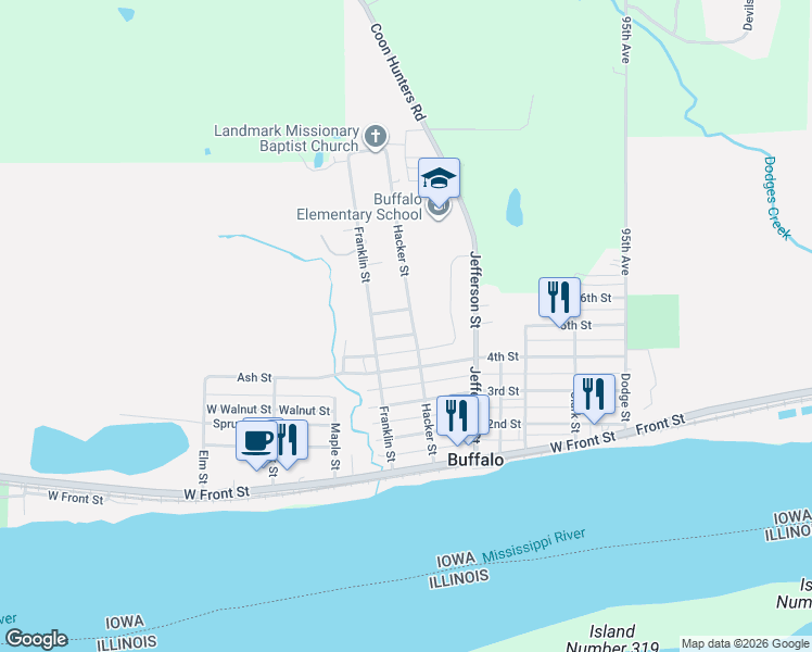 map of restaurants, bars, coffee shops, grocery stores, and more near 604 Hacker Street in Buffalo