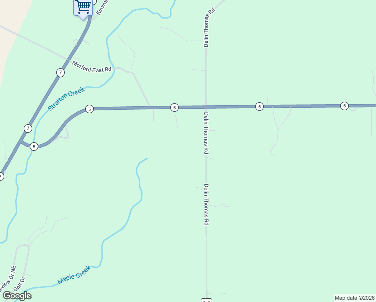 map of restaurants, bars, coffee shops, grocery stores, and more near 8777 Delin Thomas Road in Kinsman