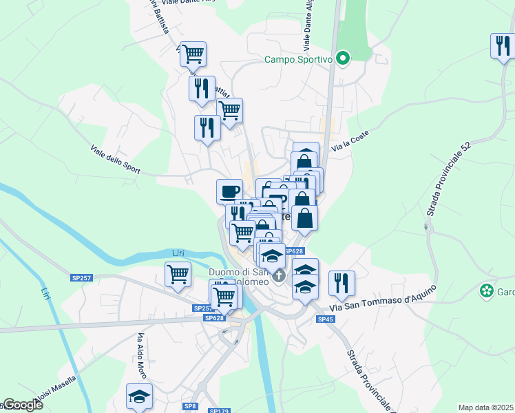 map of restaurants, bars, coffee shops, grocery stores, and more near 21 Lungoliri Salvatore Spiridigliozzi in Pontecorvo