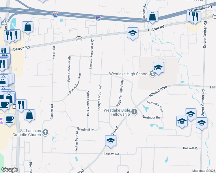 map of restaurants, bars, coffee shops, grocery stores, and more near 1826 Coe's in Post Run