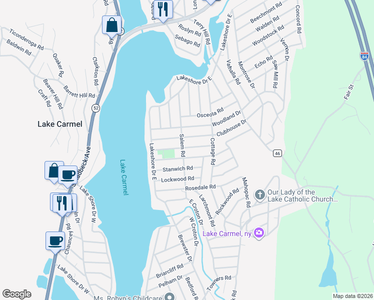 map of restaurants, bars, coffee shops, grocery stores, and more near 49 Salem Road in Carmel Hamlet