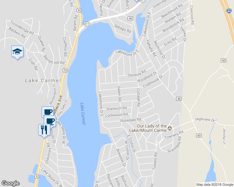 map of restaurants, bars, coffee shops, grocery stores, and more near 49 Salem Road in Carmel Hamlet