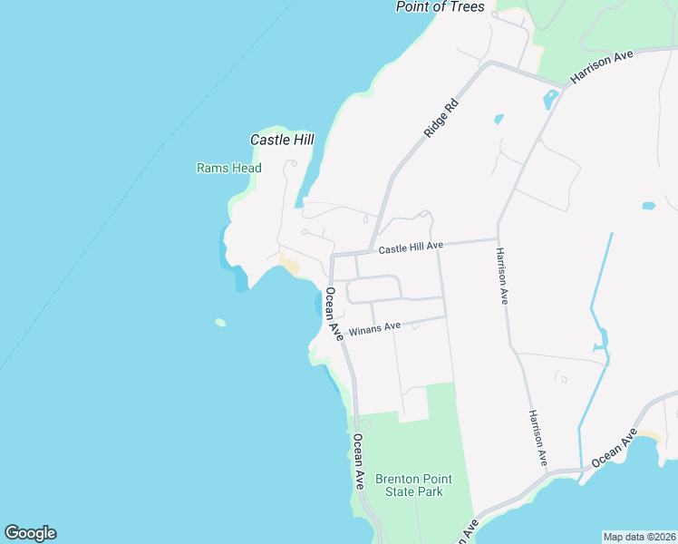 map of restaurants, bars, coffee shops, grocery stores, and more near 591 Ocean Avenue in Newport