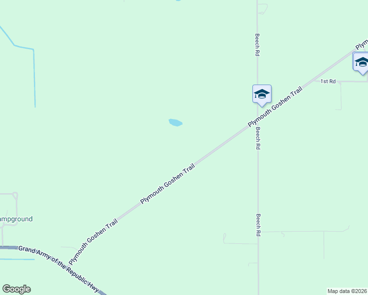 map of restaurants, bars, coffee shops, grocery stores, and more near 1277 Plymouth Goshen Trail in Nappanee