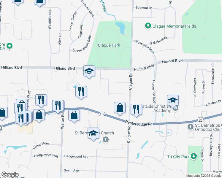 map of restaurants, bars, coffee shops, grocery stores, and more near 1833 Donna Drive in Westlake