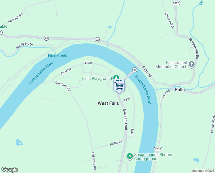 map of restaurants, bars, coffee shops, grocery stores, and more near 120 Woodside Avenue in Falls