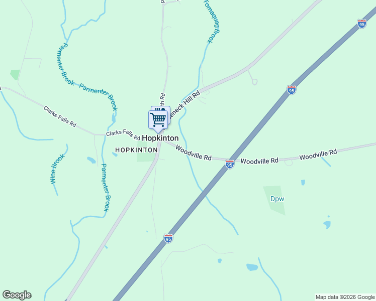 map of restaurants, bars, coffee shops, grocery stores, and more near 444 Woodville Road in Hopkinton