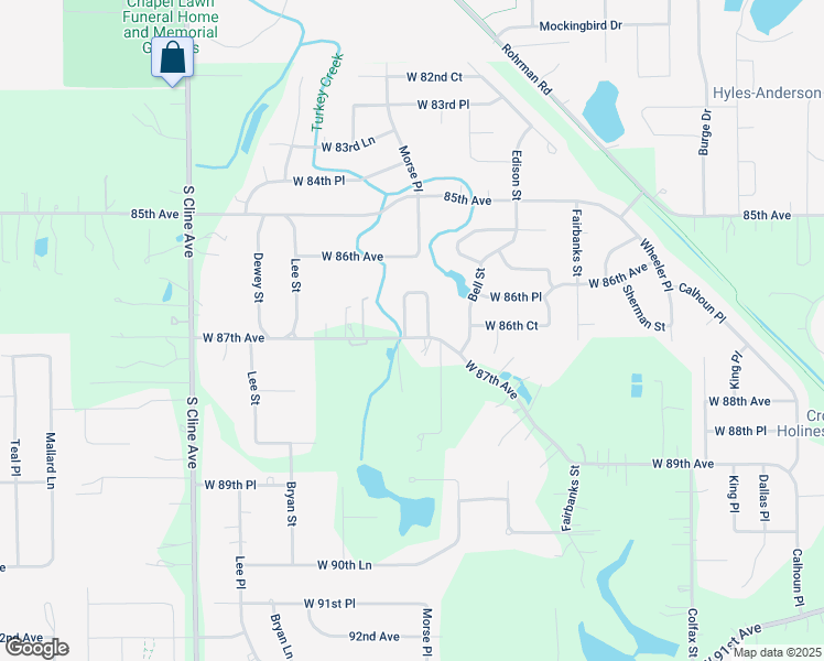 map of restaurants, bars, coffee shops, grocery stores, and more near 8601-8699 Fulton Pl in Crown Point