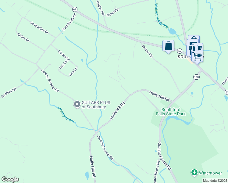 map of restaurants, bars, coffee shops, grocery stores, and more near 1-101 West View Road in Southbury