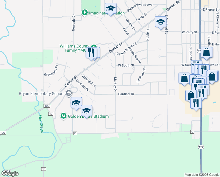 map of restaurants, bars, coffee shops, grocery stores, and more near 910 Wesley Avenue in Bryan