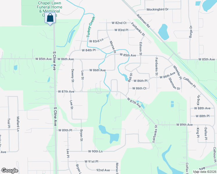 map of restaurants, bars, coffee shops, grocery stores, and more near 8601-8699 Fulton Pl in Crown Point