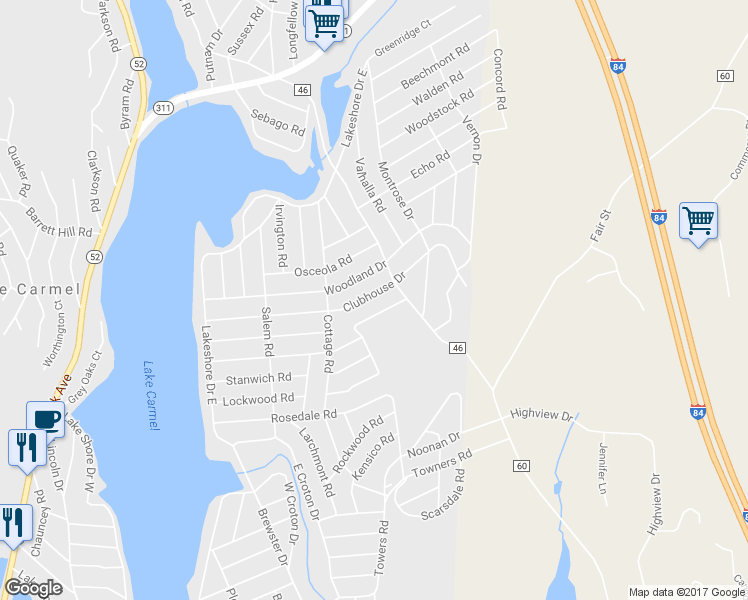 map of restaurants, bars, coffee shops, grocery stores, and more near 79 Clubhouse Drive in Carmel